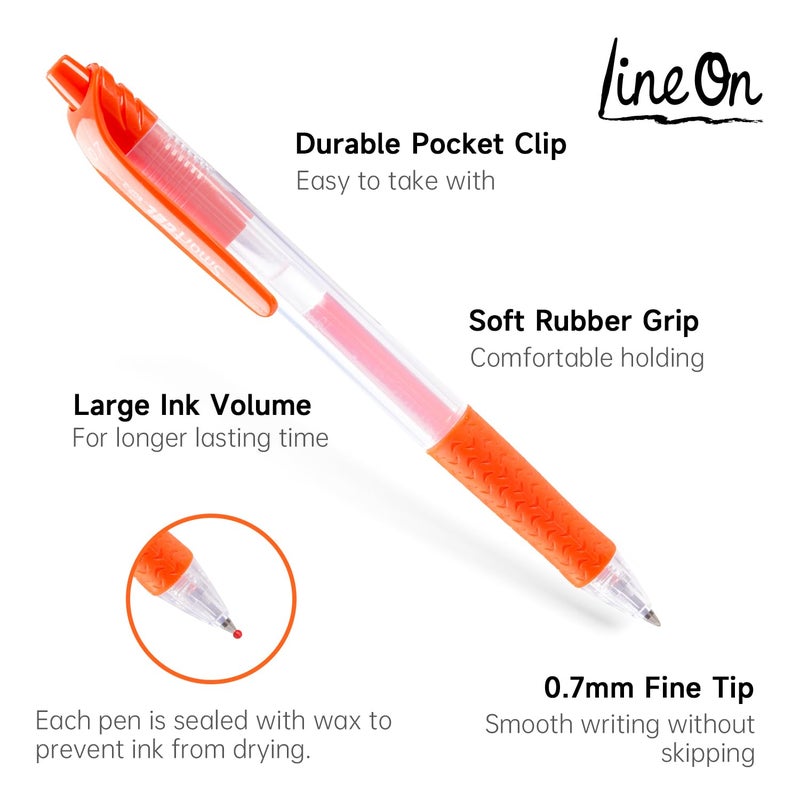 Lineon Colored Gel Pens, Lineon 20 Colors Retractable Gel Ink Pens with Grip, Medium Point(0.7mm) Smooth Writing Pens Perfect for Adults and Kids Journal Notebook Planner, Writing in Office and School - Image 3